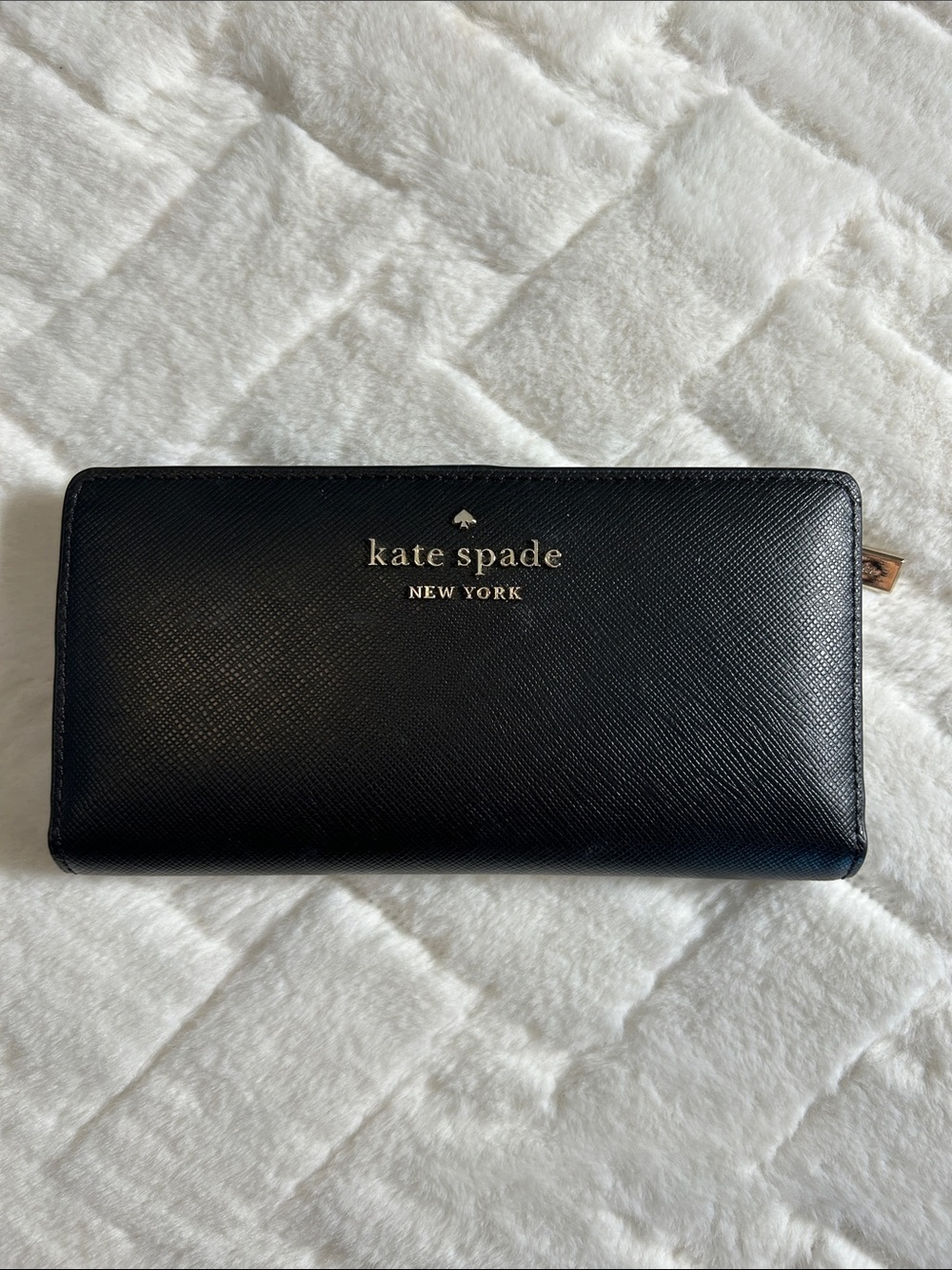 kate spade New York Card Holder Saffiano Wallet with Gold Logo
